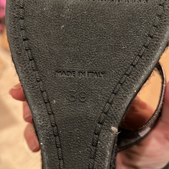 Burberry pewter check espadrille wedge thong size 39/8US - Picture 6 of 7